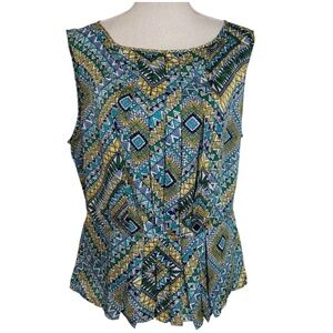 Nine West Geometric Patterned Sleeveless Top XL